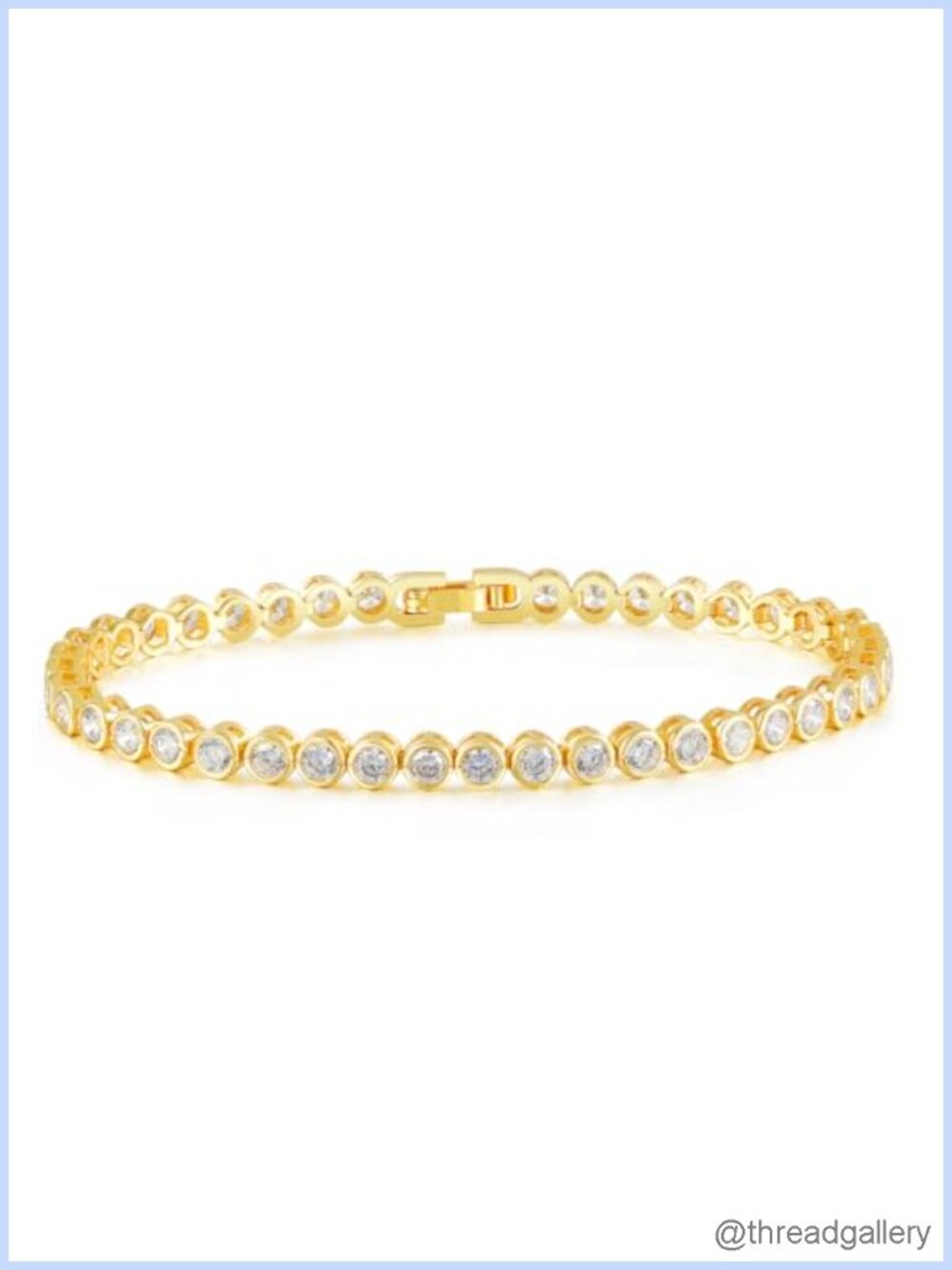 18K Gold Plated Bezel Set 3mm Cubic Zirconia Tennis Bracelet for Women